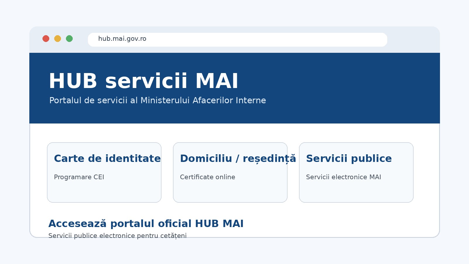 HUB servicii MAI – portalul de servicii al Ministerului Afacerilor Interne